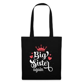 Pregnancy Announcement Big Sister Again Princess - Tote Bag - black - Front