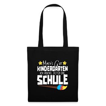 Machs gut Kindergarten ich rocke jetzt die schule - Stoffbeutel - Schwarz - Vorne