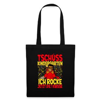 Tschüss Kindergarten ich rocke 1. Klasse Schulkind - Stoffbeutel - Schwarz - Vorne