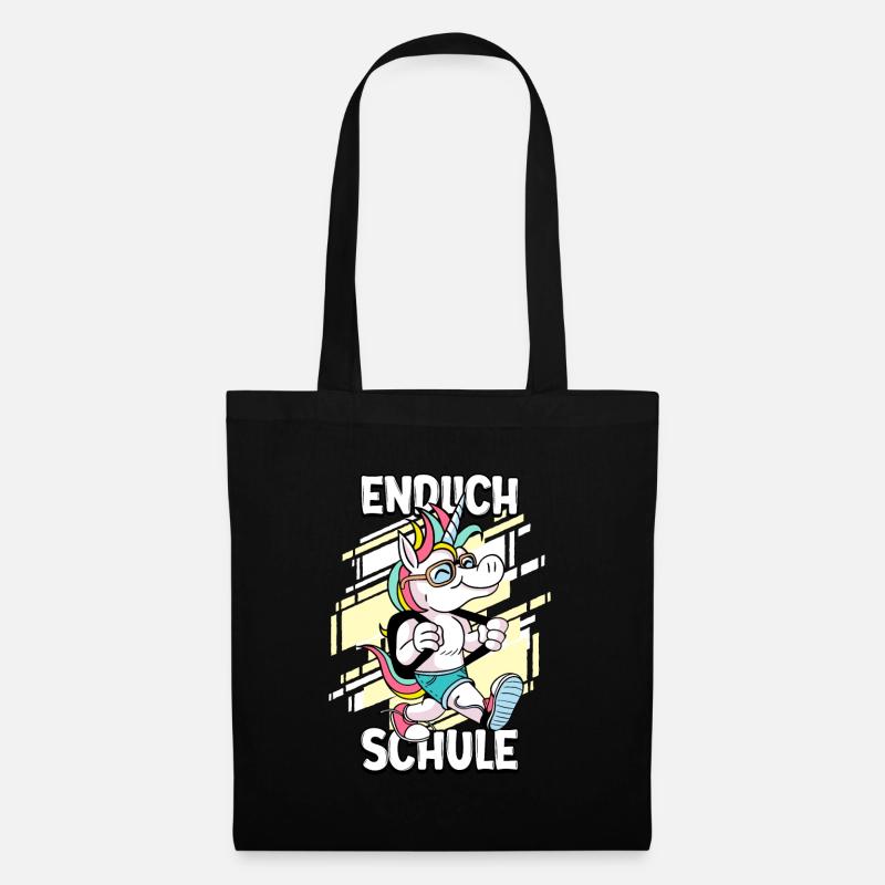 Endlich Schule 1. Klasse Schulkind - Stoffbeutel - Schwarz
