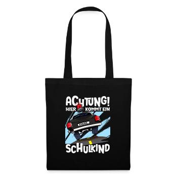 Achtung hier kommt ein Schulkind 1. Klasse - Stoffbeutel - Schwarz - Vorne