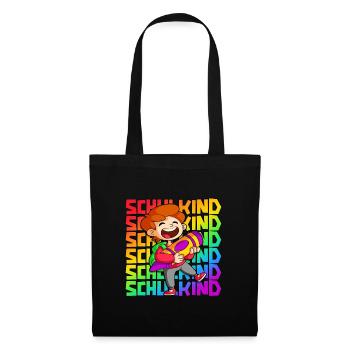 Einschulung Junge 1. Klasse Schulkind - Stoffbeutel - Schwarz - Vorne