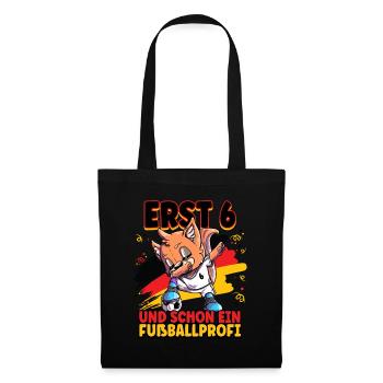 6. Geburtstag Fußballprofi Fußball Kinder - Stoffbeutel - Schwarz - Vorne