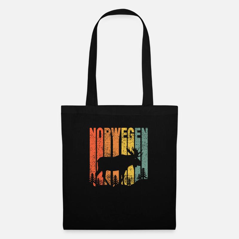 Norwegen Elch Retro - Stoffbeutel - Schwarz