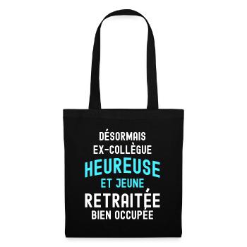 Femme Retraite Ex Collègue Jeune Retraitée - Sac en tissu - noir - Devant