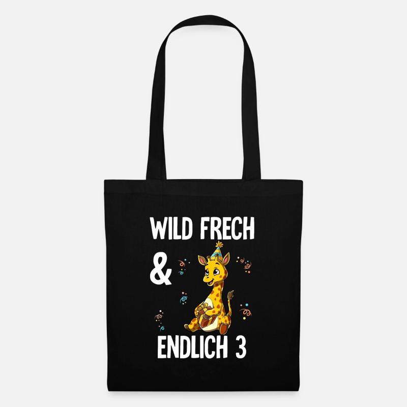 3. Geburtstag Giraffe Wild Frech Und Endlich 3 - Stoffbeutel - Schwarz