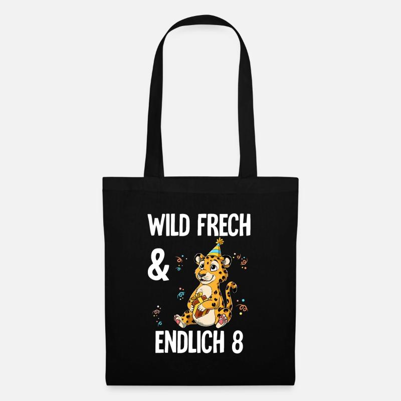 8. Geburtstag Leopard Wild Frech Und Endlich 8 - Stoffbeutel - Schwarz