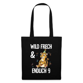 9. Geburtstag Leopard Wild Frech Und Endlich 9 - Stoffbeutel - Schwarz - Vorne