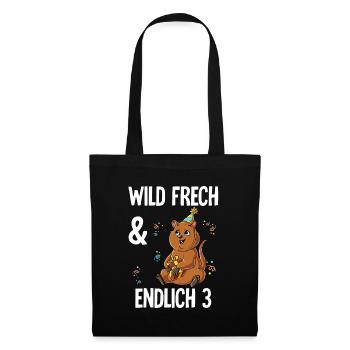 3. Geburtstag Quokka Wild Frech Und Endlich 3 - Stoffbeutel - Schwarz - Vorne