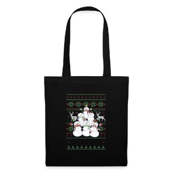Schneemann Ugly Christmas - Stoffbeutel - Schwarz - Vorne