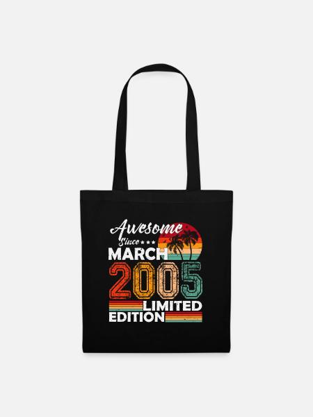 März 2005 Vintage Geburtstag Geschenk - Stoffbeutel - Schwarz