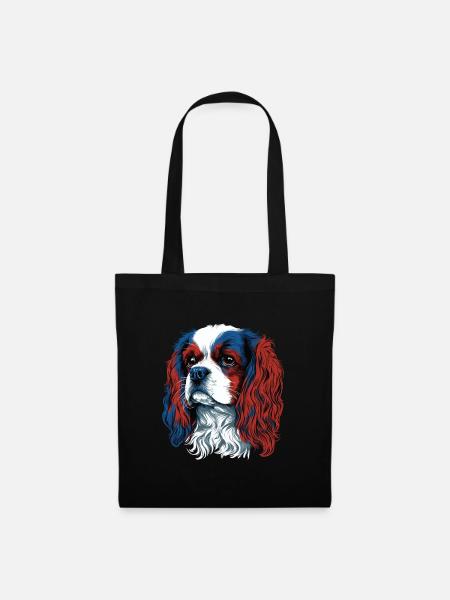 Ein Cavalier King Charles Spaniel Hundeporträt - Stoffbeutel - Schwarz