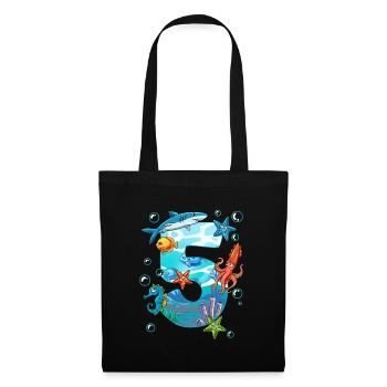 5e anniversaire créatures de la mer - Sac en tissu - noir - Devant