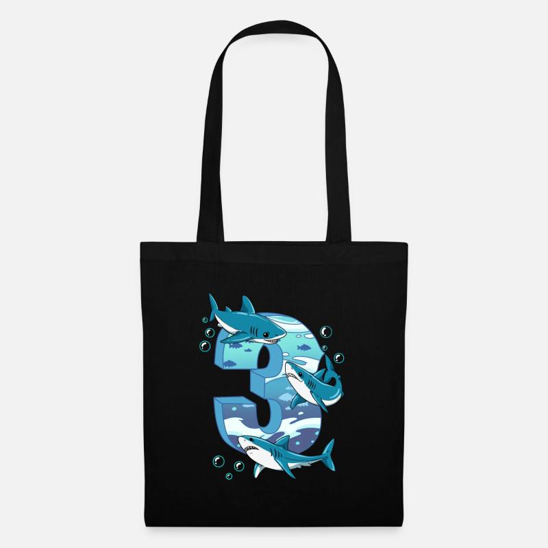 3rd Birthday Shark - Tote Bag - black