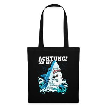 Requin du 3e anniversaire - Sac en tissu - noir - Devant