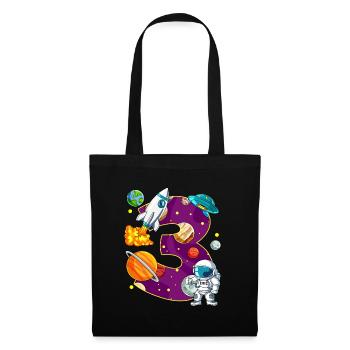 3 Anniversaire Astronaute de l’espace 3 ans - Sac en tissu - noir - Devant