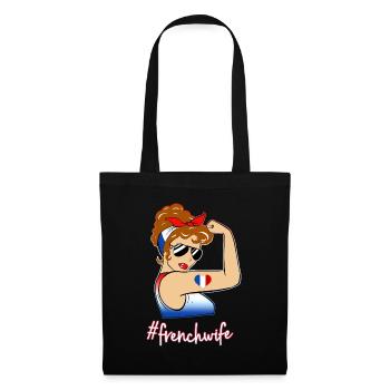 France Femme Brune Style Vintage Drapeau Tricolore - Sac en tissu - noir - Devant