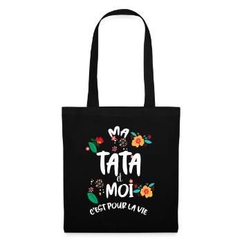 Ma Tata Et Moi C'est Pour La Vie Fleurs et Amour - Sac en tissu - noir - Devant