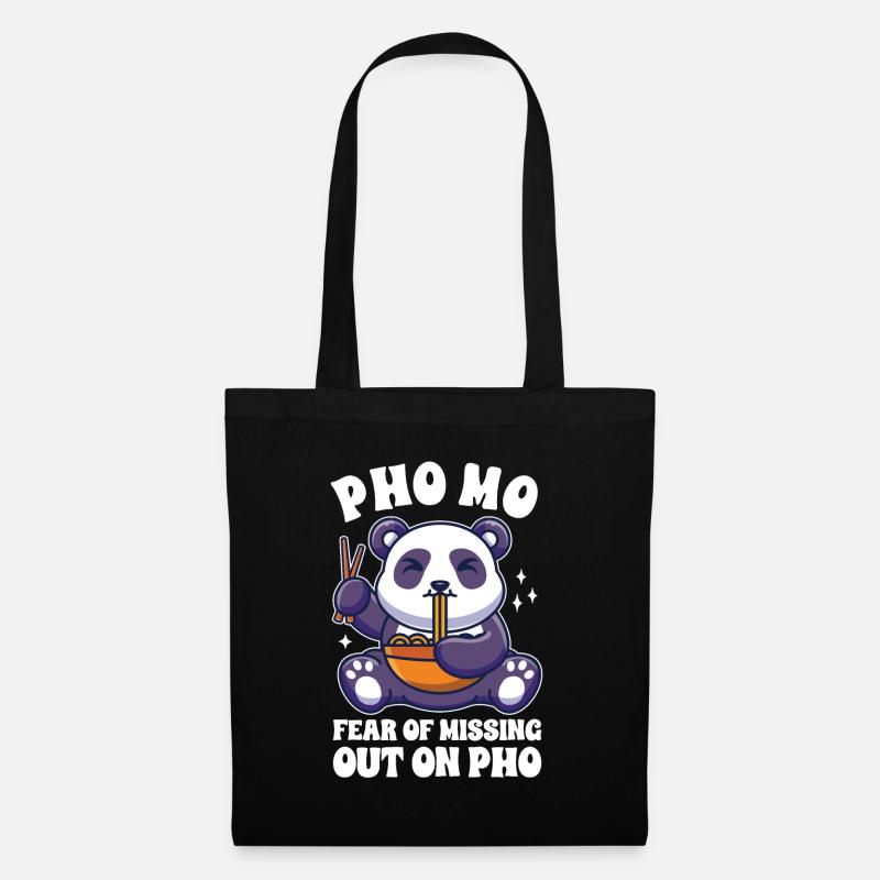 Drôle Pho Panda mignon mangeant Pho - Sac en tissu - noir