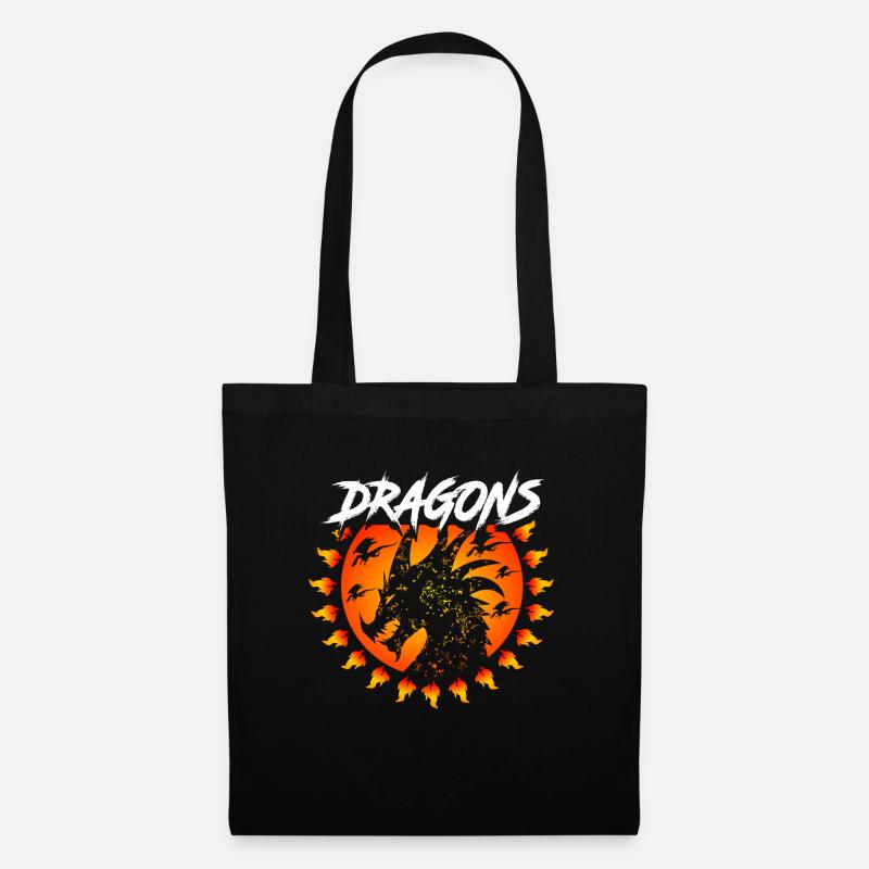Drache - Stoffbeutel - Schwarz