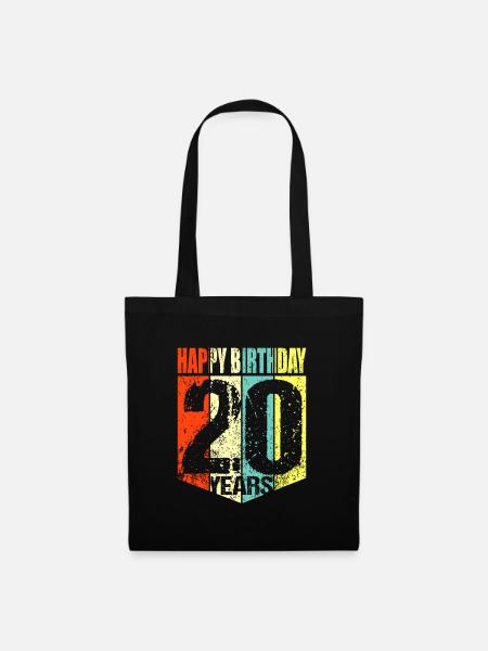 20. Geburtstag - Stoffbeutel - Schwarz