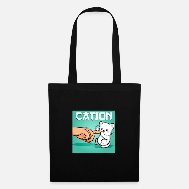 Katzen-Kation-Kätzchen-Cartoon-Katzen-Schutz-Geschenk - Stoffbeutel - Schwarz