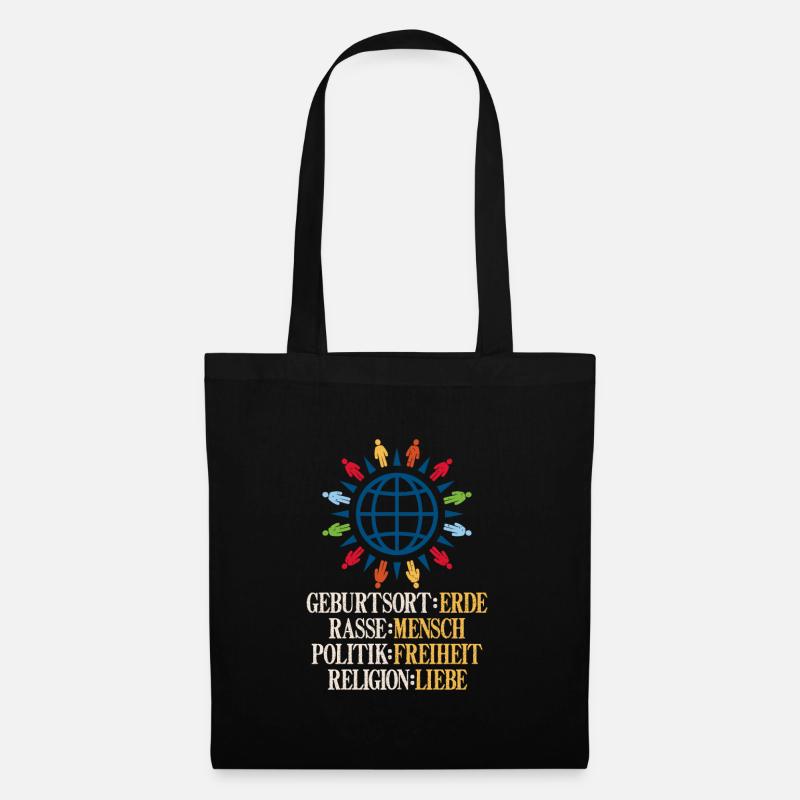 Rassismus Frieden Frieden Spruch Geschenk - Stoffbeutel - Schwarz
