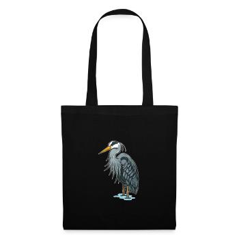 Graureiher-Reiher-Vogel-Vogelbeobachtungs-Geschenk - Stoffbeutel - Schwarz - Vorne