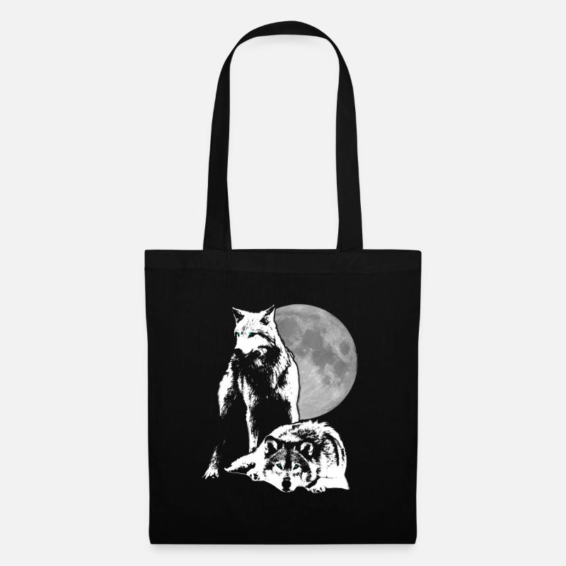 Wolf Wlfe Wolfsrudel Geschenk - Stoffbeutel - Schwarz