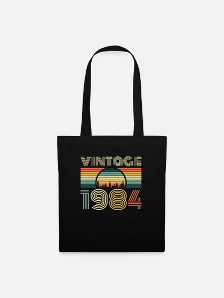 36. Geburtstag Vintage 1984 Retro Vintage Geschenk - Stoffbeutel - Schwarz