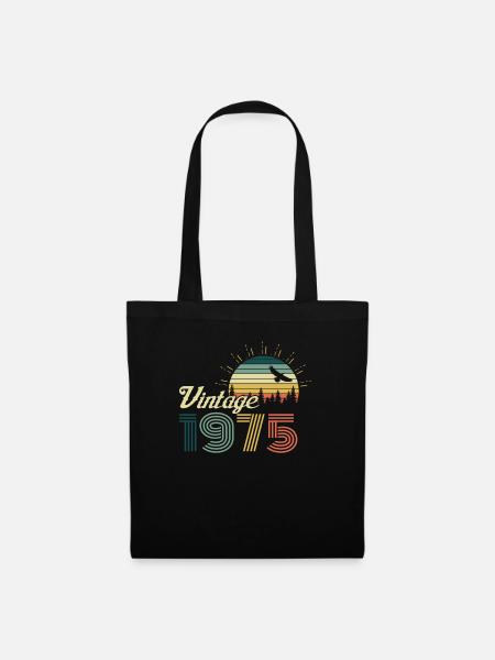 Vintage 1975 Geburtstag Retro Jahrgang Geschenk - Stoffbeutel - Schwarz