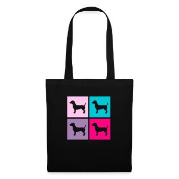 Jack Russel Hund Terrier Retro Geschenk - Stoffbeutel - Schwarz - Vorne