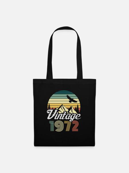 Vintage 1972 Geburtstag Retro Jahrgang Geschenk - Stoffbeutel - Schwarz