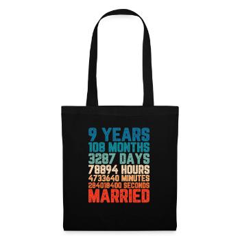 9 Jahre verheiratet Hochzeit Ehe Spruch Geschenk - Stoffbeutel - Schwarz - Vorne