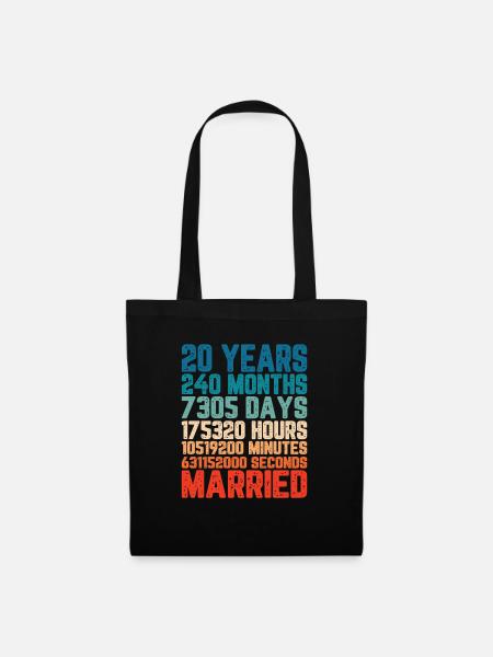 20 Jahre verheiratet Hochzeit Ehe Spruch Geschenk - Stoffbeutel - Schwarz