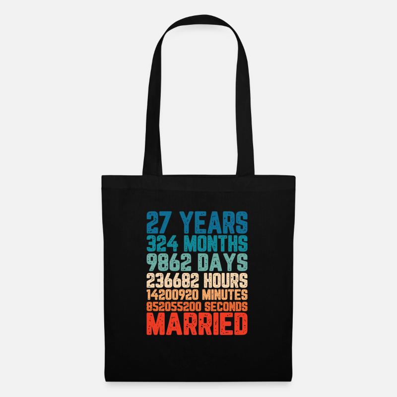 27 Jahre verheiratet Hochzeit Ehe Spruch Geschenk - Stoffbeutel - Schwarz