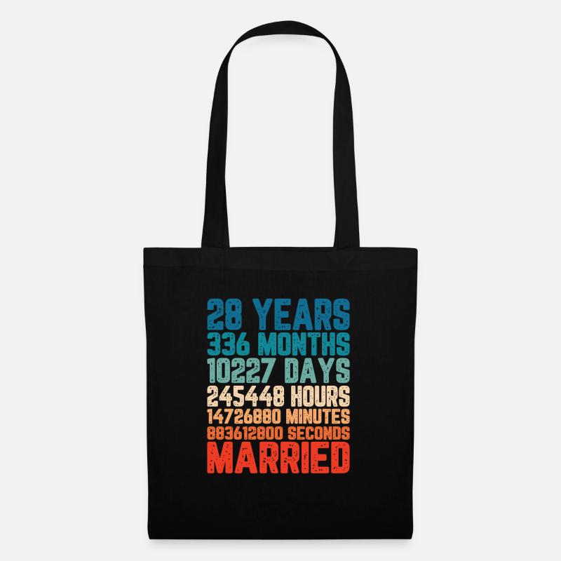 28 Jahre verheiratet Hochzeit Ehe Spruch Geschenk - Stoffbeutel - Schwarz