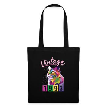Birthday 1993 93 Vintage Cat Vintage Gift - Tote Bag - black - Front