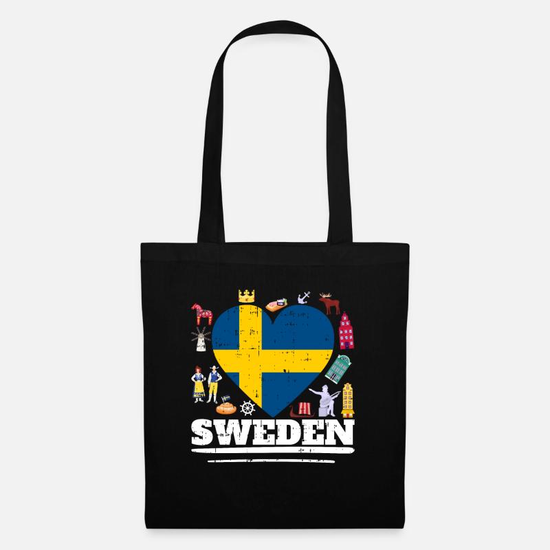 Schweden - Stoffbeutel - Schwarz
