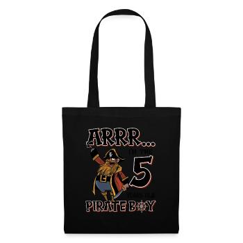 Pirate Boy 5 Jahre alter Pirat 5. Geburtstag - Stoffbeutel - Schwarz - Vorne