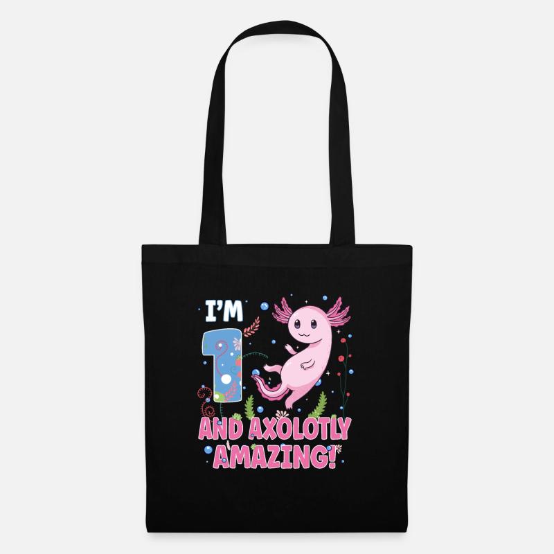 I'm 1 süßes Axolotl 1. Geburtstags Geschenk - Stoffbeutel - Schwarz