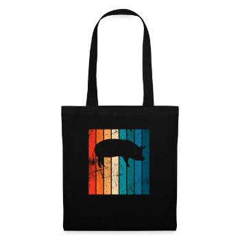Pig Animal Retro Pet Farm Idée cadeau - Sac en tissu - noir - Devant