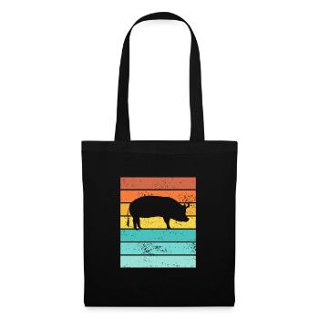 Pig Animal Retro Pet Farm Idée cadeau - Sac en tissu - noir - Devant