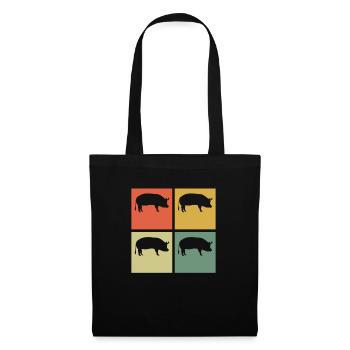 Pig Animal Retro Pet Farm Gift idea - Tote Bag - black - Front
