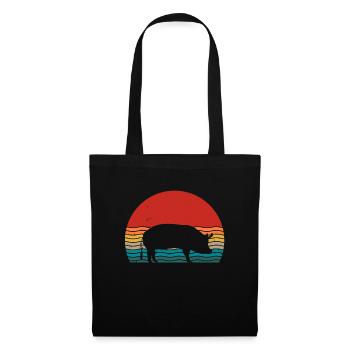 Pig Animal Retro Pet Farm Idée cadeau - Sac en tissu - noir - Devant