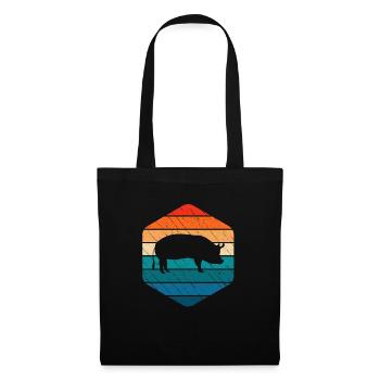 Pig Animal Retro Pet Farm Idée cadeau - Sac en tissu - noir - Devant