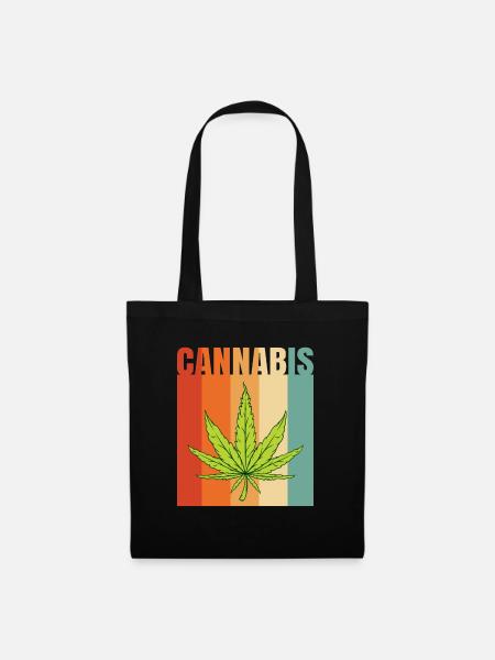 Cannabisblatt - Stoffbeutel - Schwarz