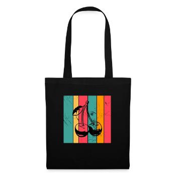 Idée de cadeau sain rétro pour les amoureux des fruits de cerise - Sac en tissu - noir - Devant
