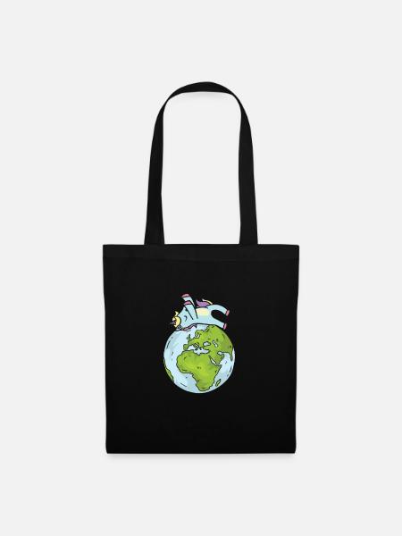 Earth Day Cute Unicorn Dab loves world - Stoffbeutel - Schwarz