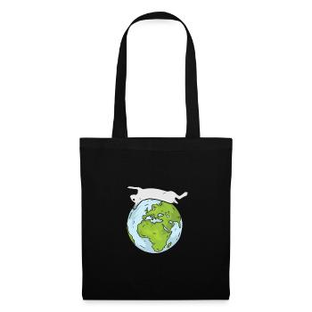 Earth Day Cute Rabbit loves world - Stoffbeutel - Schwarz - Vorne